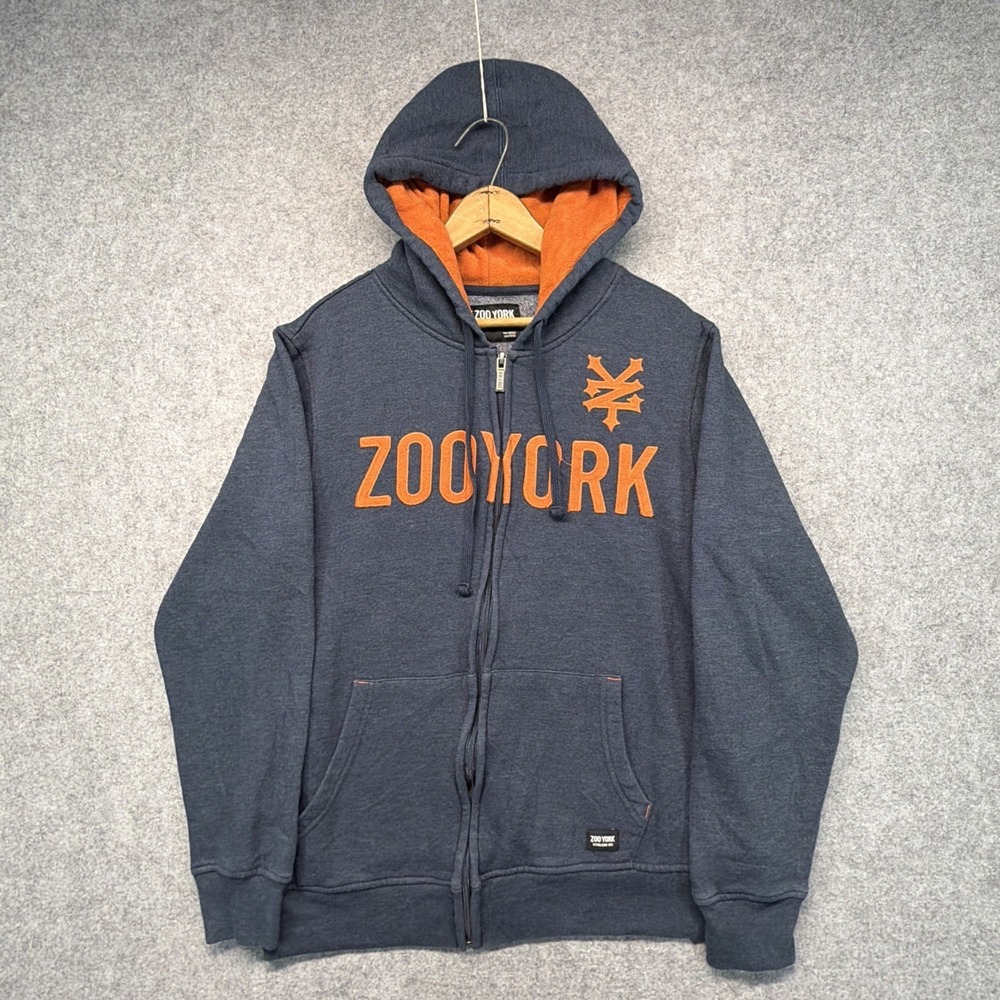 Zoo York Hoodie Mens Medium Full Zip Hooded Logo Fleece - Picture 1 of 6